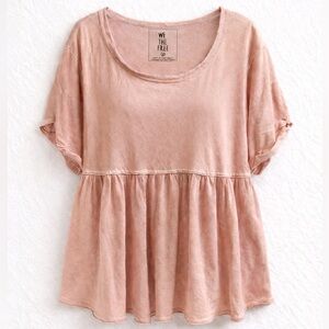 We The Free Peach Cotton Babydoll Blouse Size Small